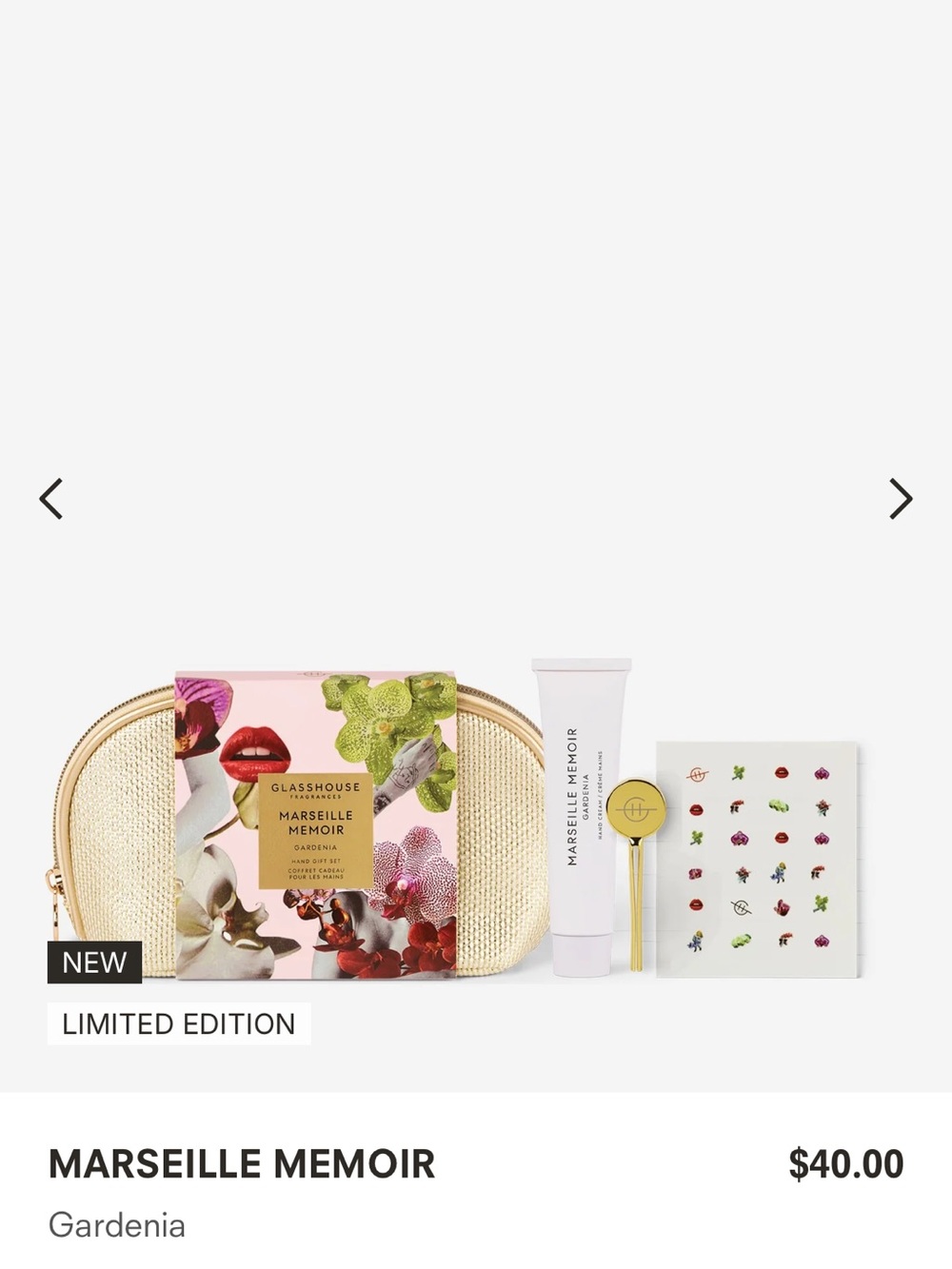 Glasshouse Marseille Memoir Gardenia Gift Set — Gold & Floral